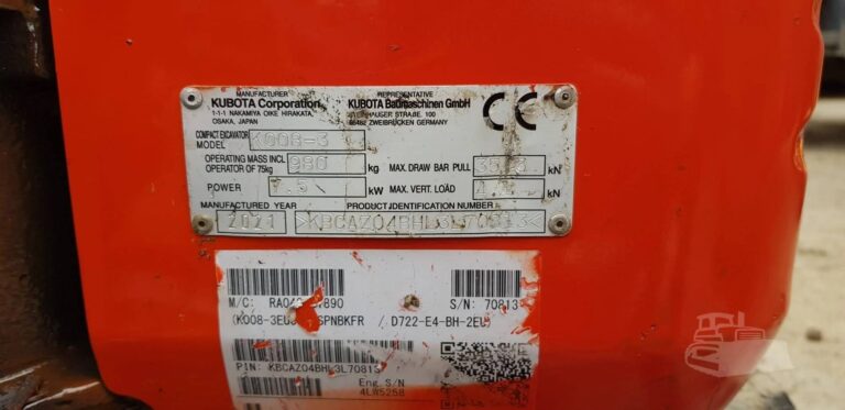 Kubota K008-3, (2021), 700 heures, 0.98T – occasion – Image 4
